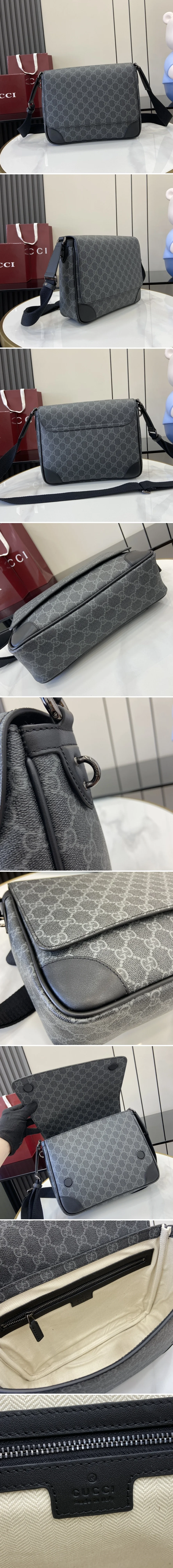 구찌 GG 엠블럼 미디움 크로스바디백 블랙