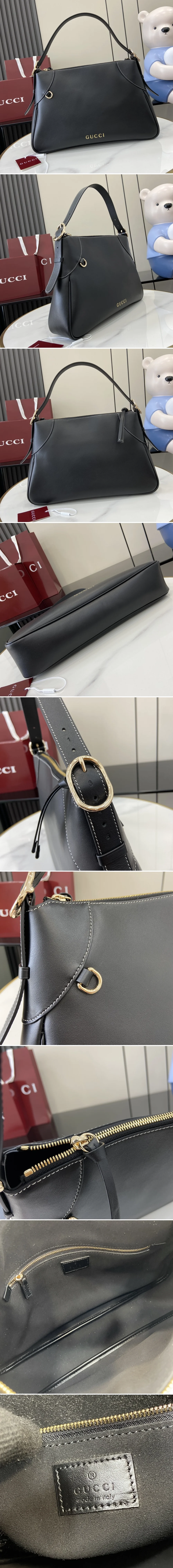 구찌 블랙 엠블럼 숄더 백