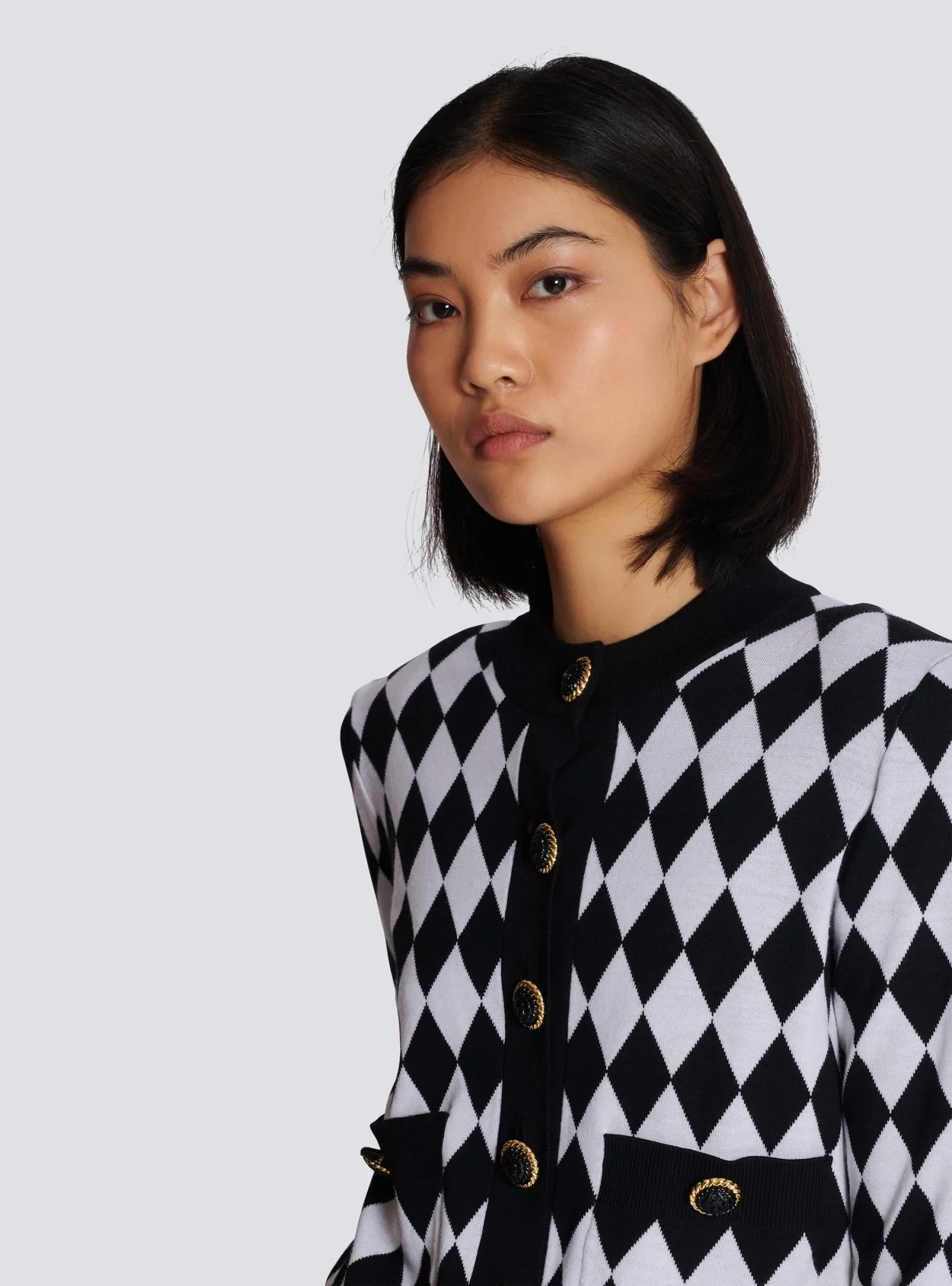 발망 다이아몬드 니트 가디건 블랙