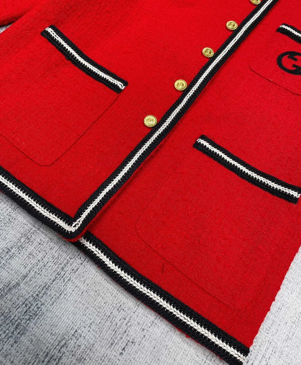 구찌 베스테 트위드 아베크 디테일 GG 가디건