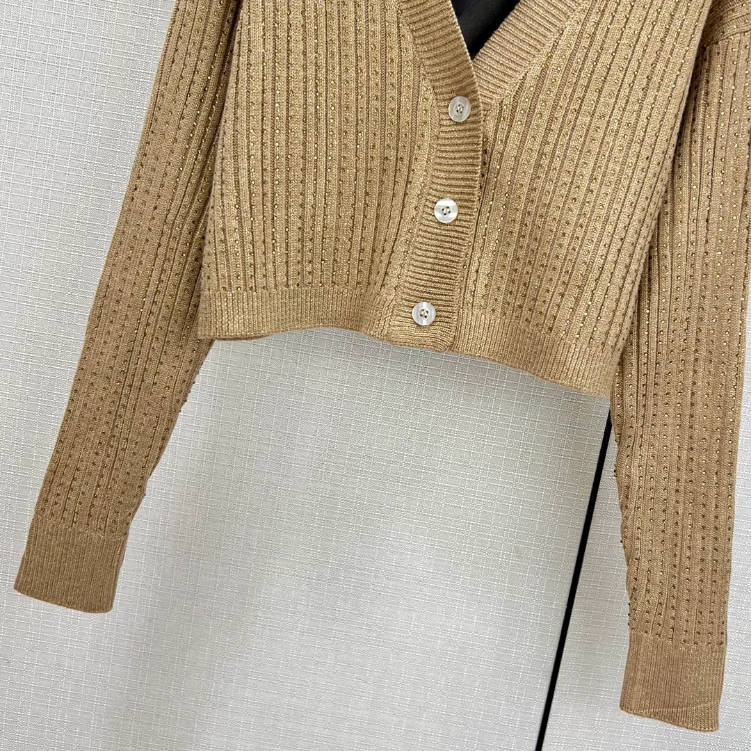 프라다 캐시미어 라인스톤 가디건