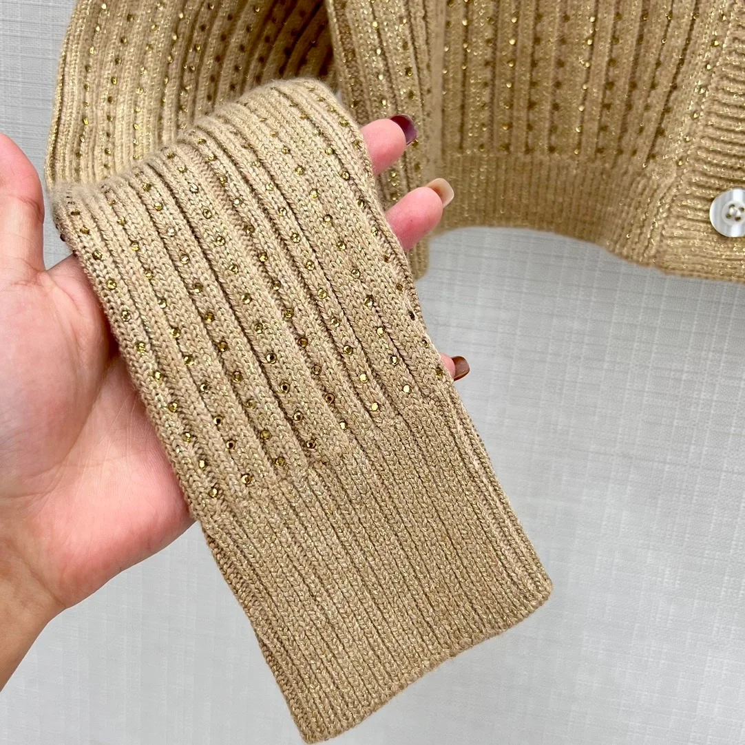 프라다 캐시미어 라인스톤 가디건