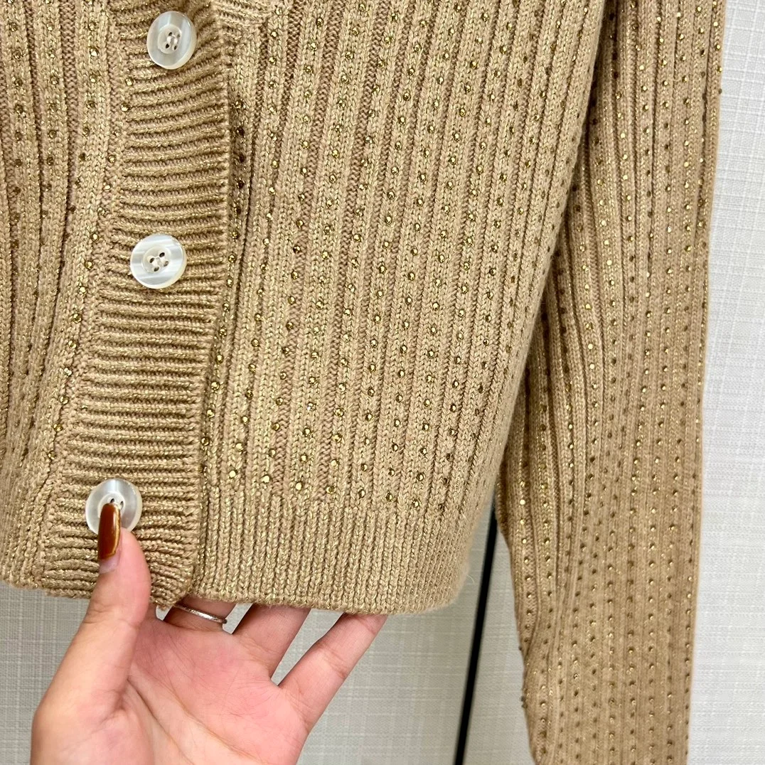 프라다 캐시미어 라인스톤 가디건