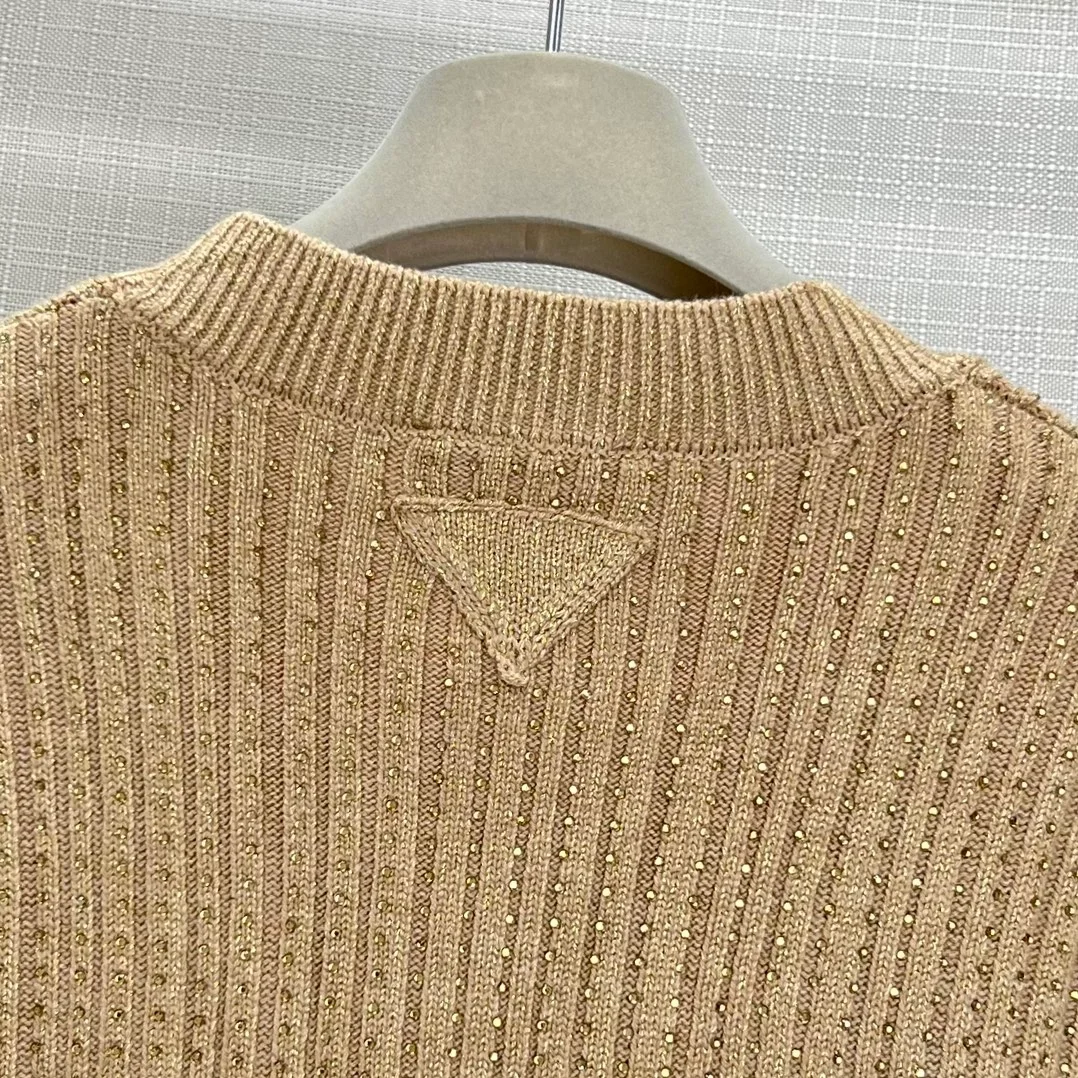 프라다 캐시미어 라인스톤 가디건