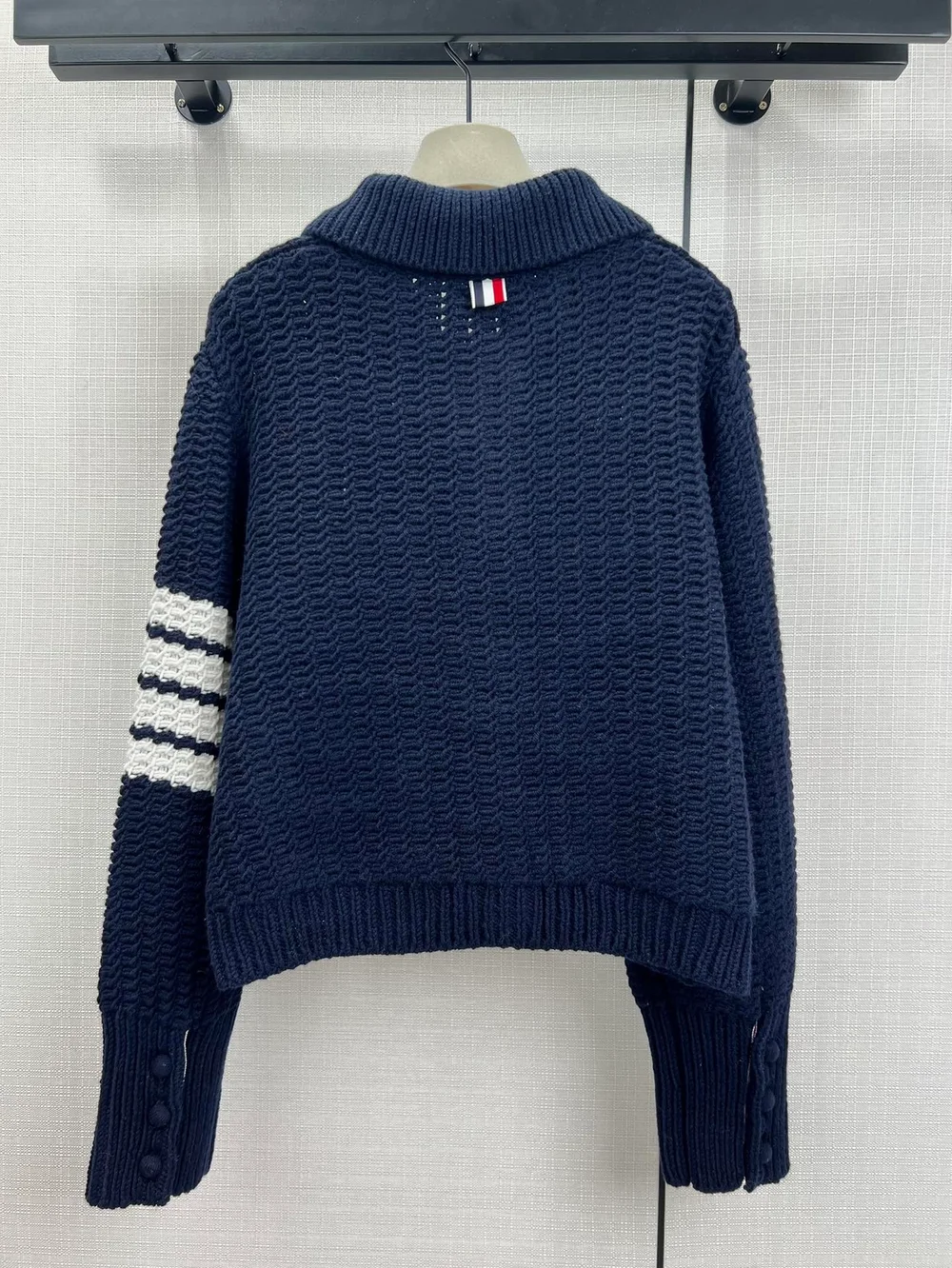 톰브라운 청키 니트 가디건 네이비