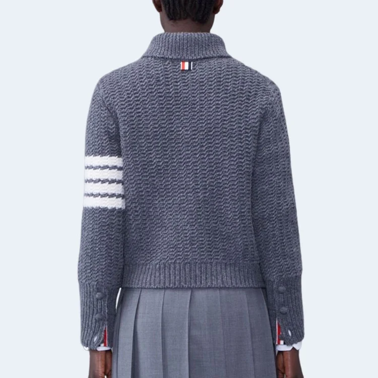 톰브라운 청키 니트 가디건 그레이