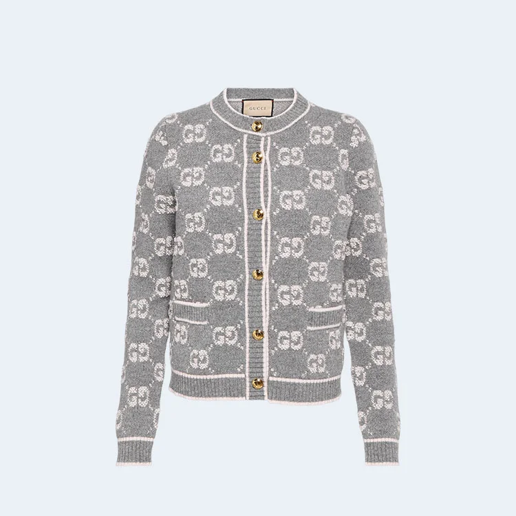 구찌 GG 울 버클 자카드 가디건