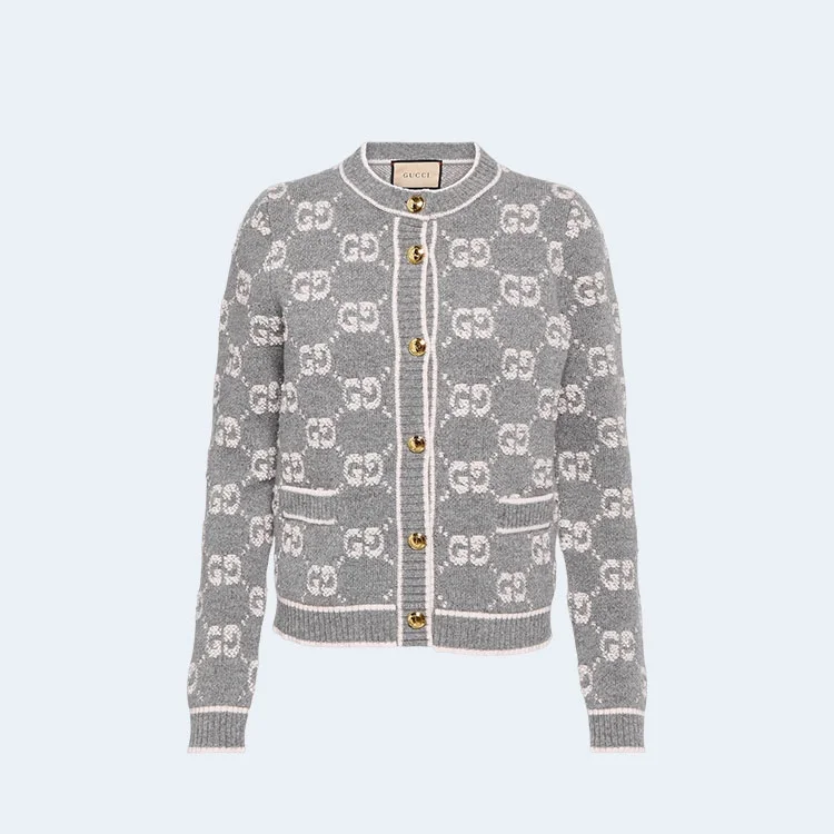 구찌 GG 울 버클 자카드 가디건