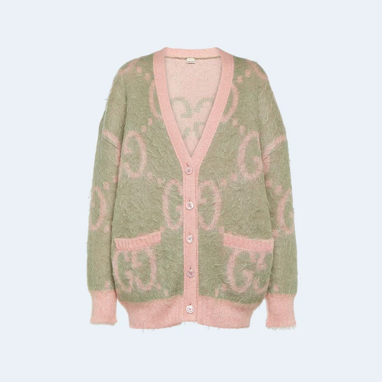 구찌 GG 자카드 모헤어 블랜드 가디건