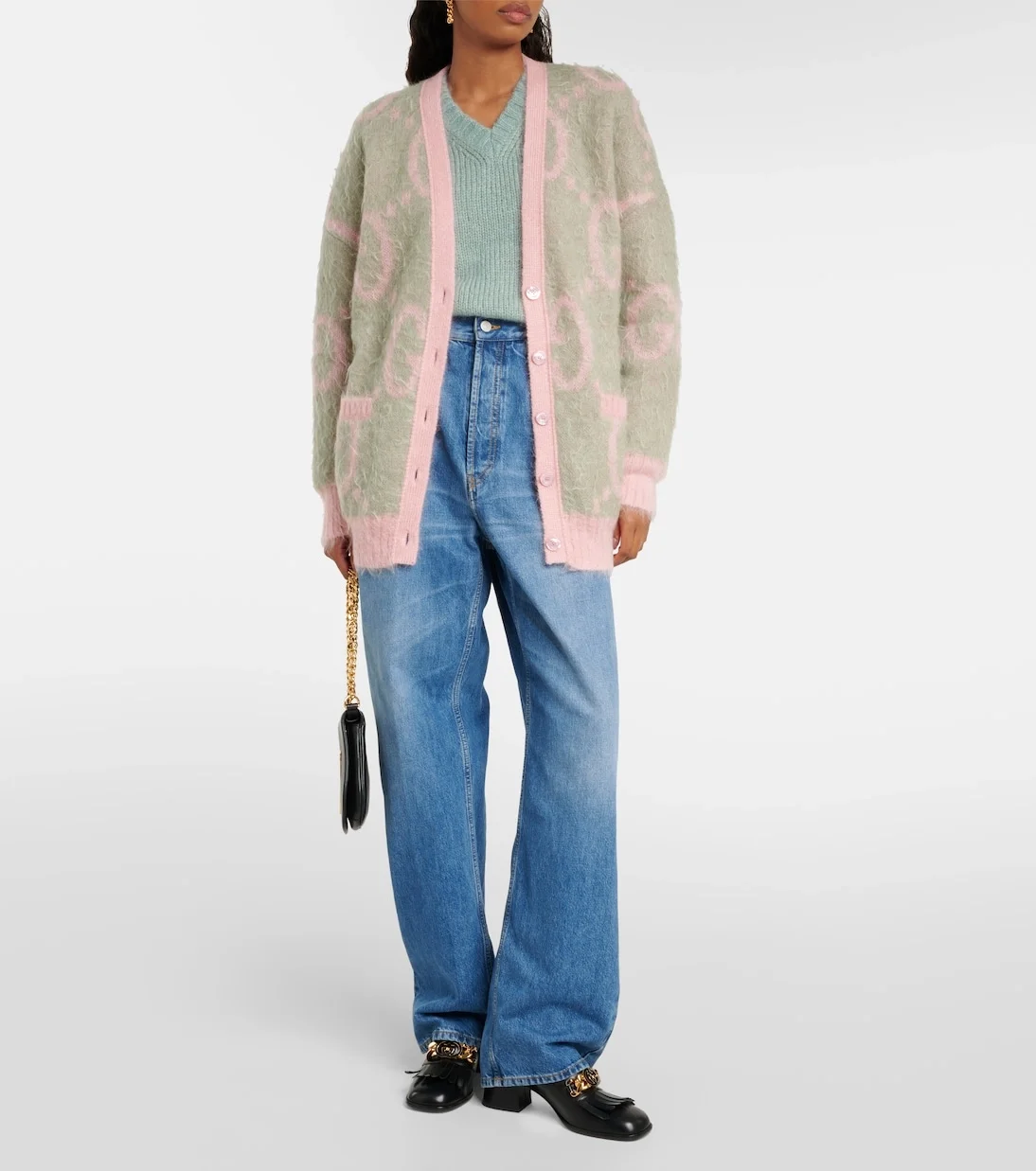 구찌 GG 자카드 모헤어 블랜드 가디건