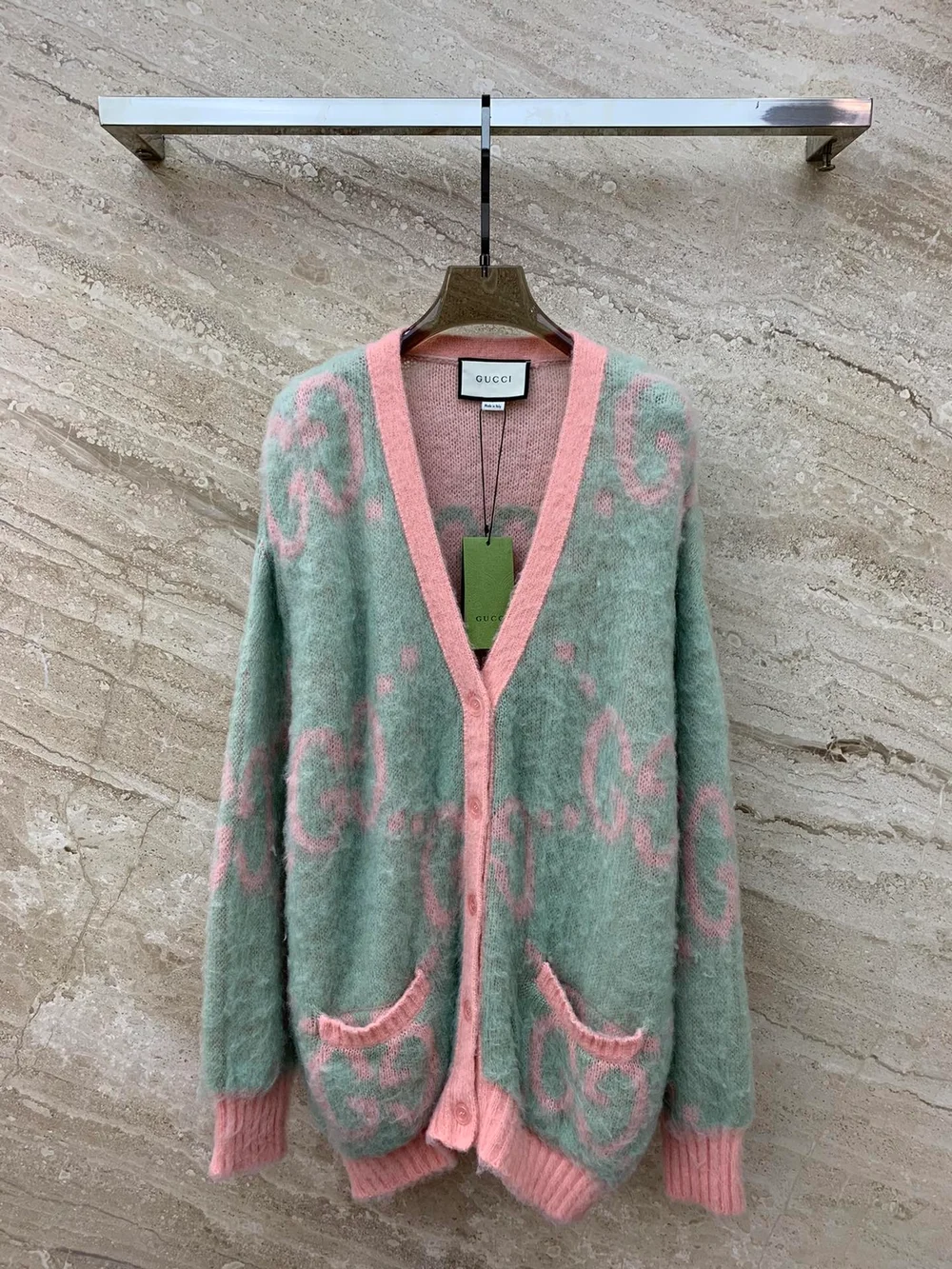 구찌 GG 자카드 모헤어 블랜드 가디건