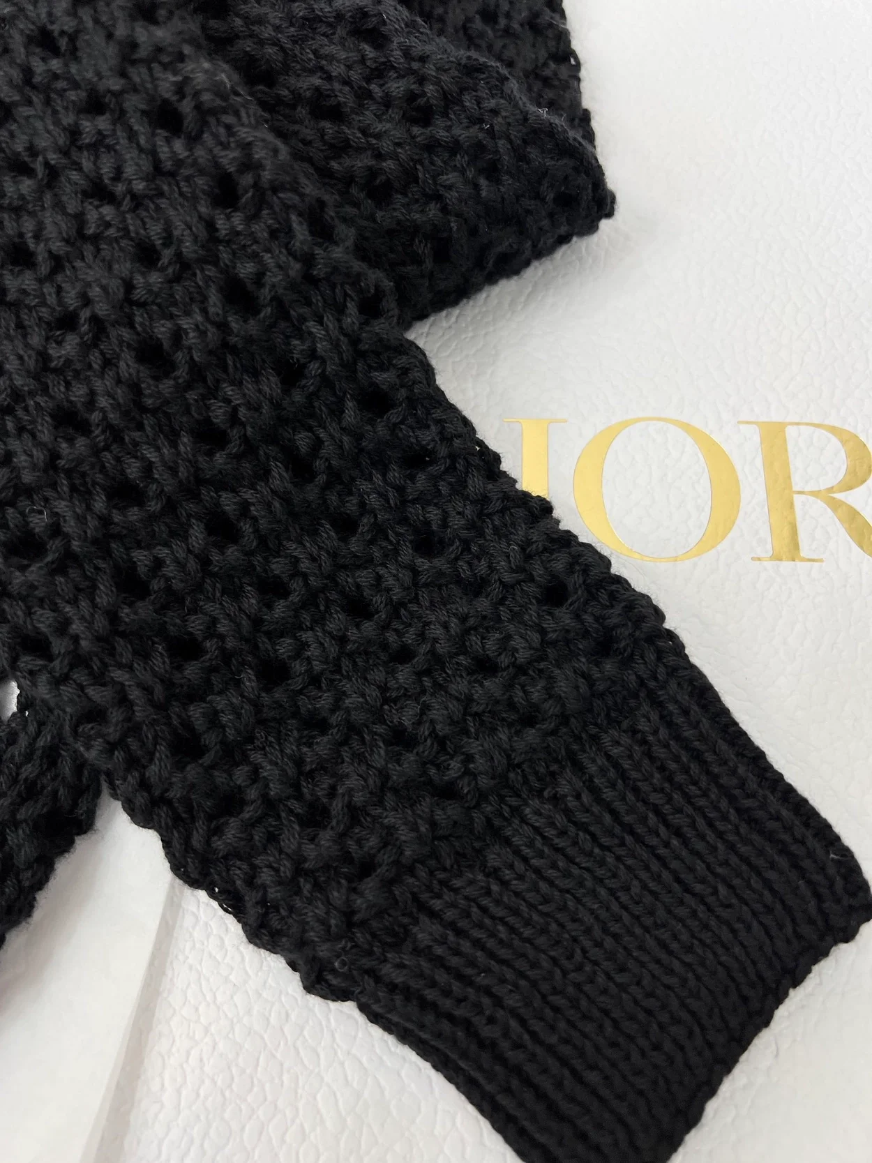 디올 블랙 알파카 오픈워크 니트 가디건