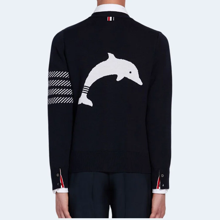 톰브라운 돌핀 아이콘 브이넥 가디건