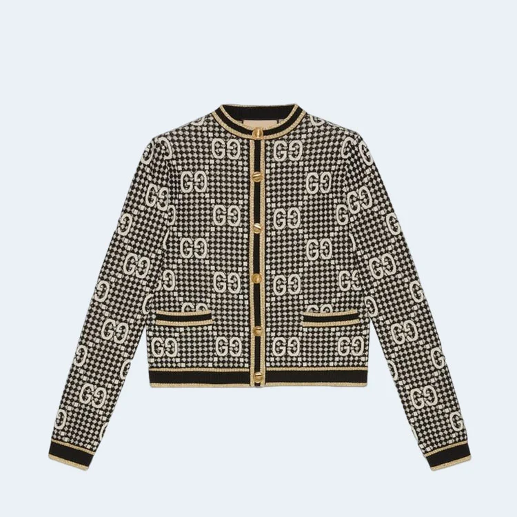 구찌 GG 울 블렌드 자카드 가디건