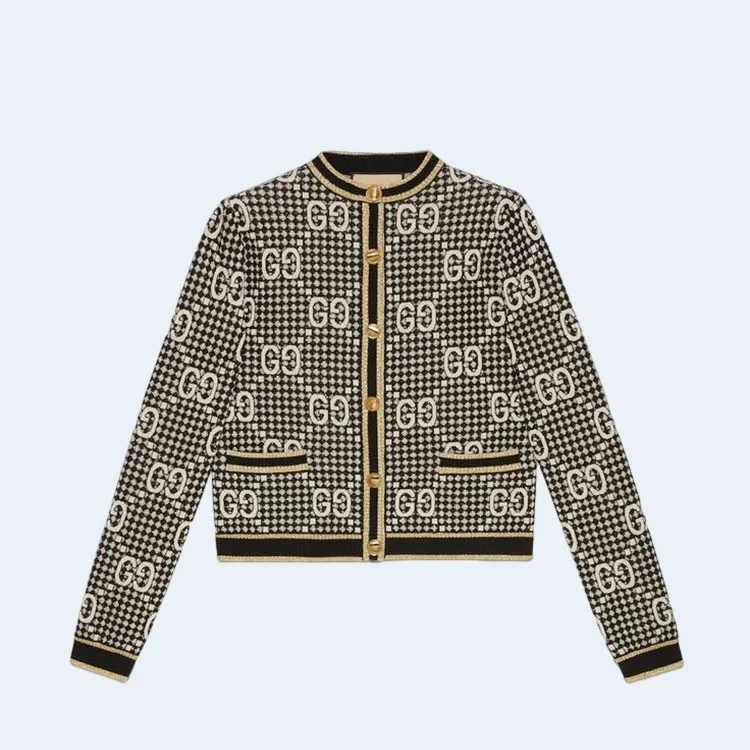 구찌 GG 울 블렌드 자카드 가디건