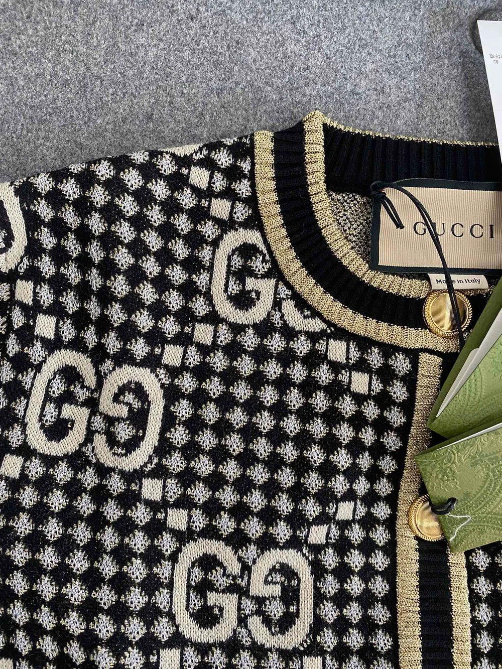 구찌 GG 울 블렌드 자카드 가디건