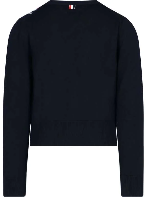 톰브라운 삼선 라인 네이비 니트 가디건