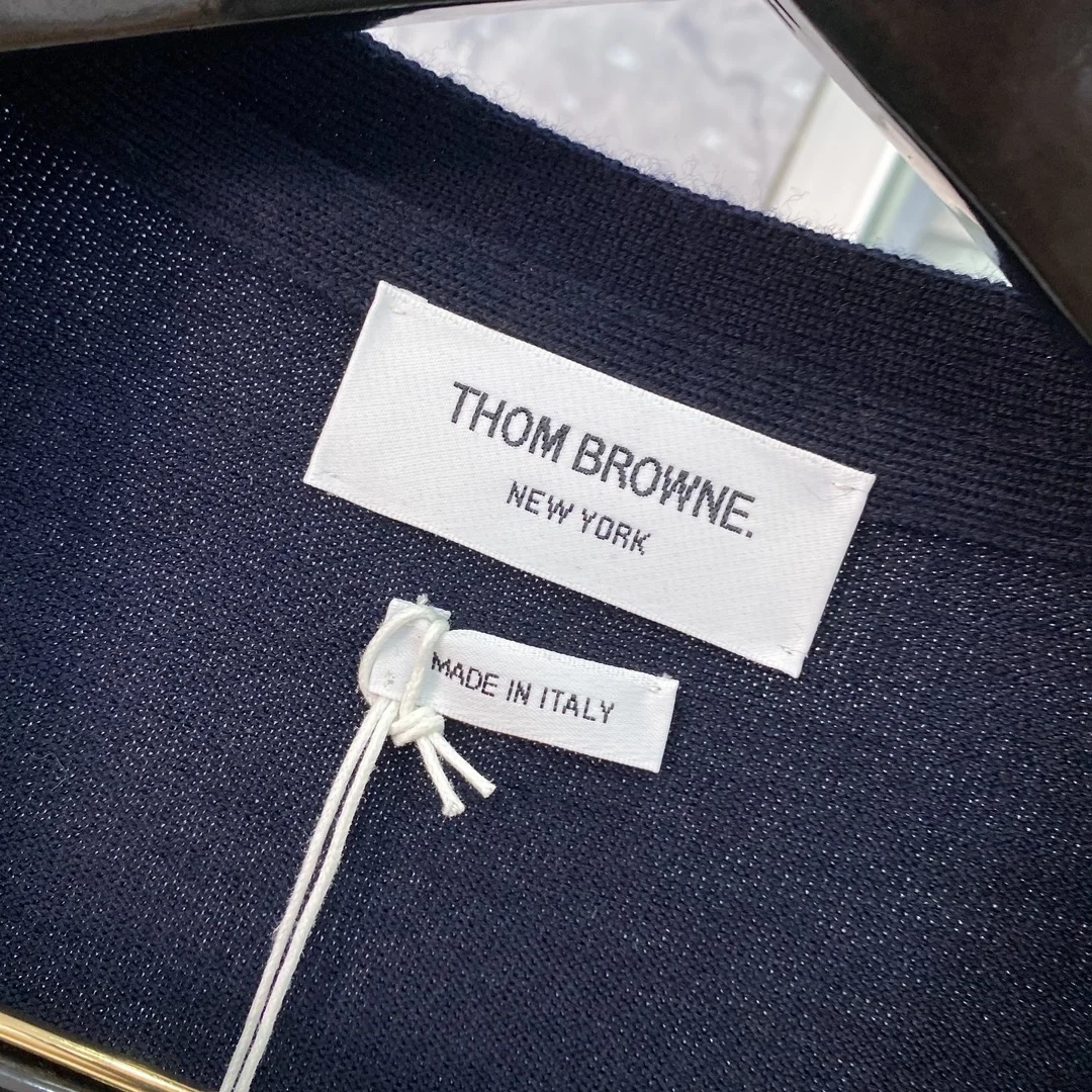 톰브라운 삼선 라인 네이비 니트 가디건