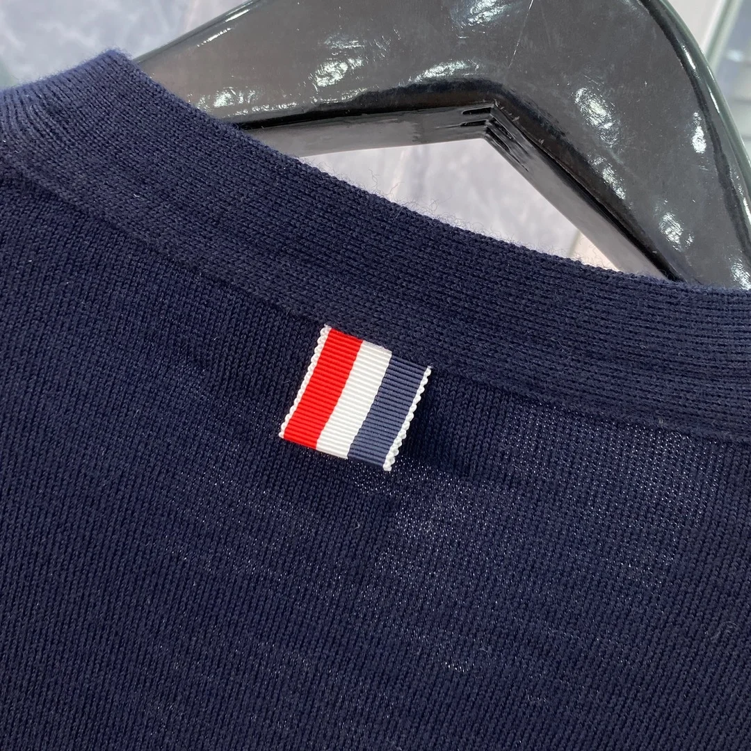 톰브라운 삼선 라인 네이비 니트 가디건