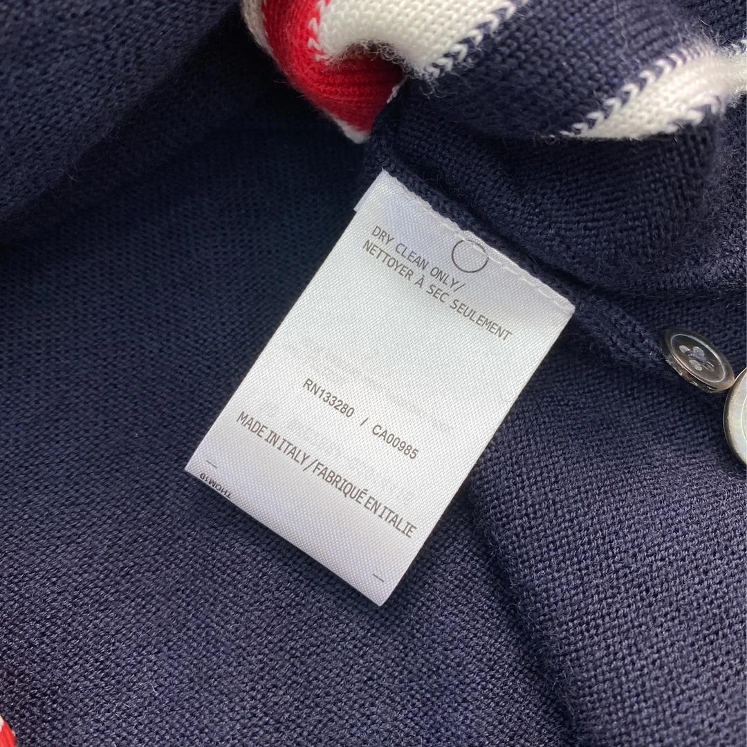 톰브라운 삼선 라인 네이비 니트 가디건