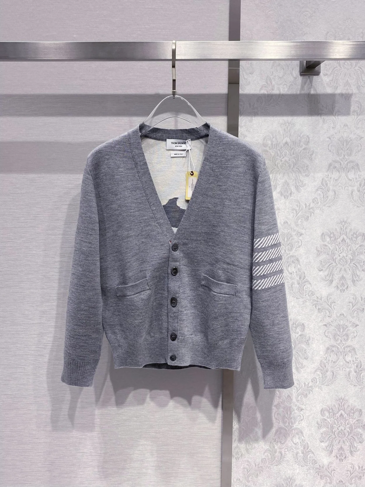 톰브라운 4바 밀라노 스티치 실크 가디건