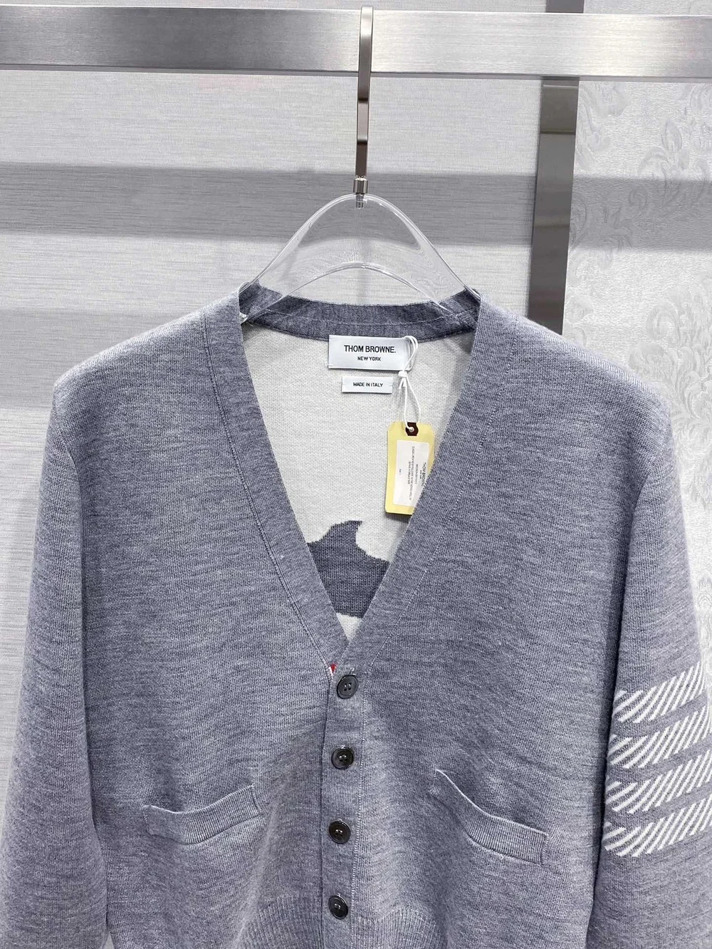 톰브라운 4바 밀라노 스티치 실크 가디건