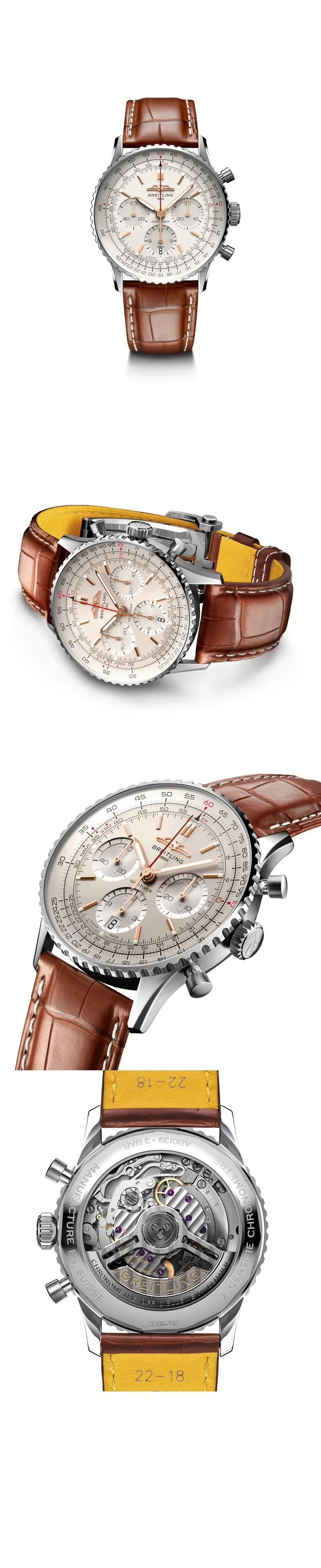 브라이틀링 네비타이머 B01 레더 브라운