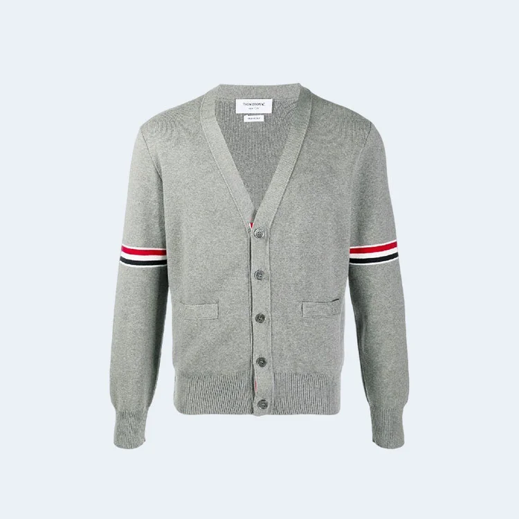톰브라운 RWB 니트 가디건 그레이
