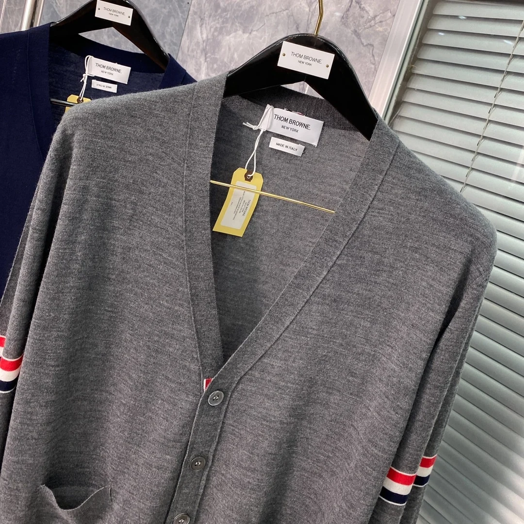 톰브라운 RWB 니트 가디건 그레이