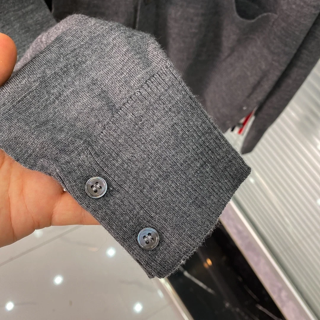 톰브라운 RWB 니트 가디건 그레이