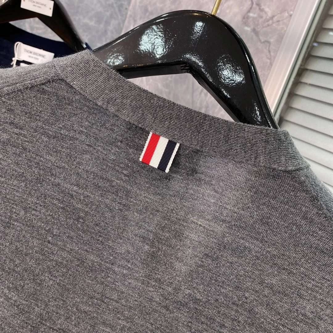 톰브라운 RWB 니트 가디건 그레이