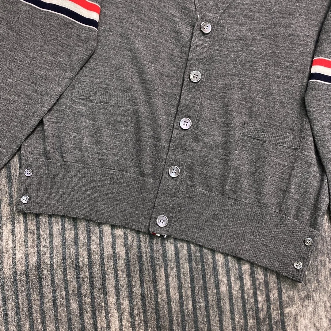 톰브라운 RWB 니트 가디건 그레이