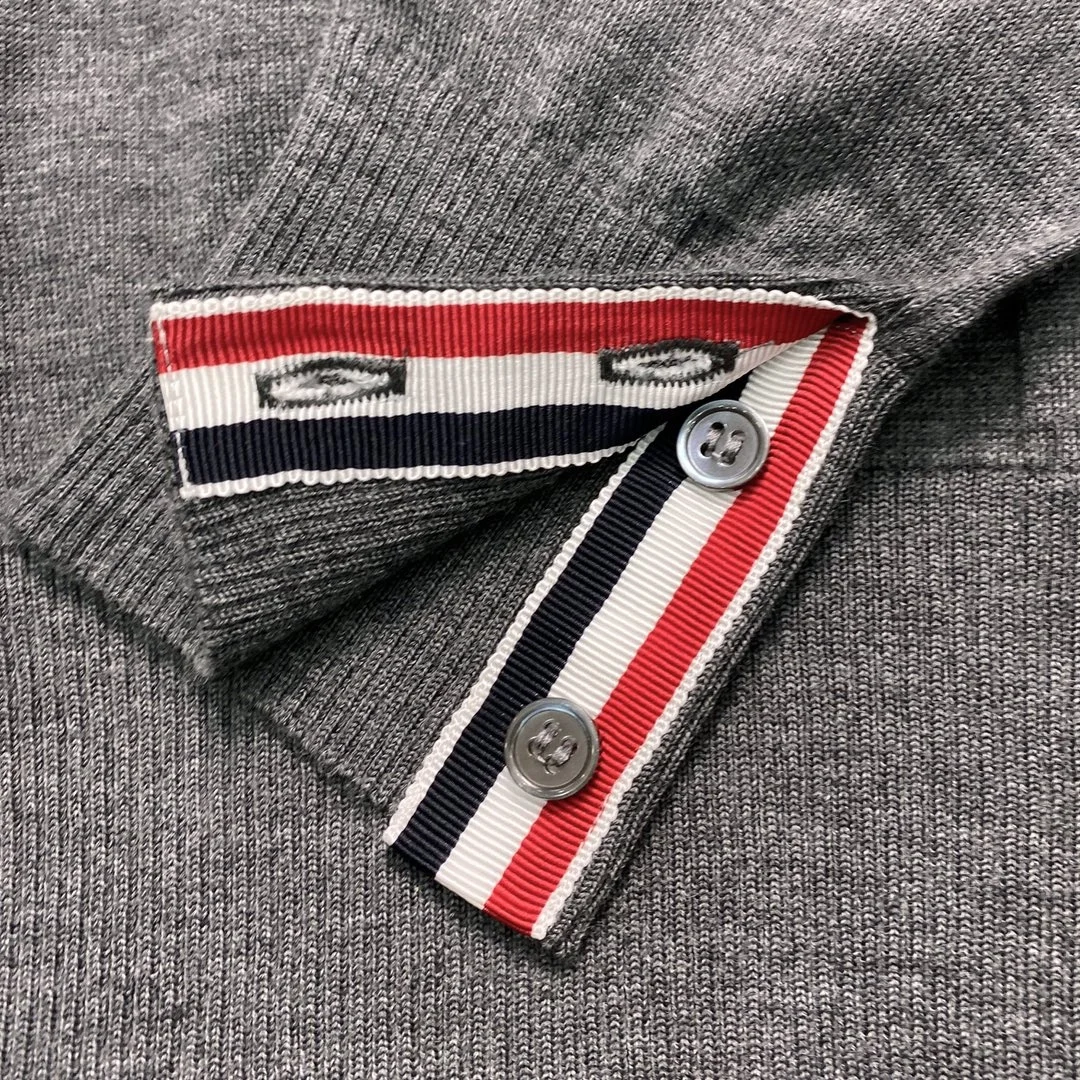 톰브라운 RWB 니트 가디건 그레이