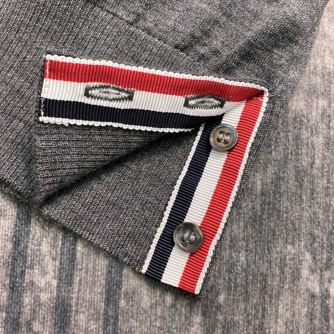 톰브라운 RWB 니트 가디건 그레이