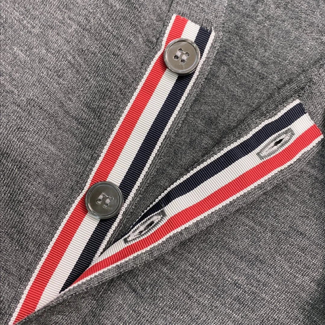 톰브라운 RWB 니트 가디건 그레이