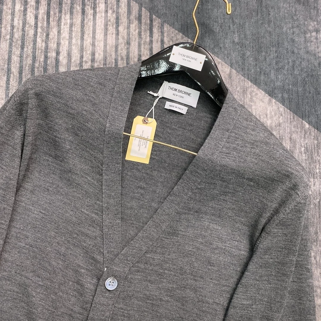 톰브라운 RWB 니트 가디건 그레이