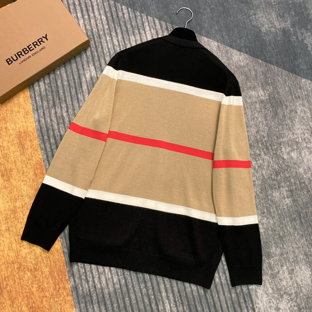 버버리 스트라이프 캐시미어 실크 가디건