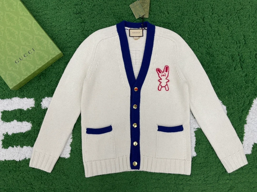 구찌 레빗 엠브로이드 브이넥 가디건
