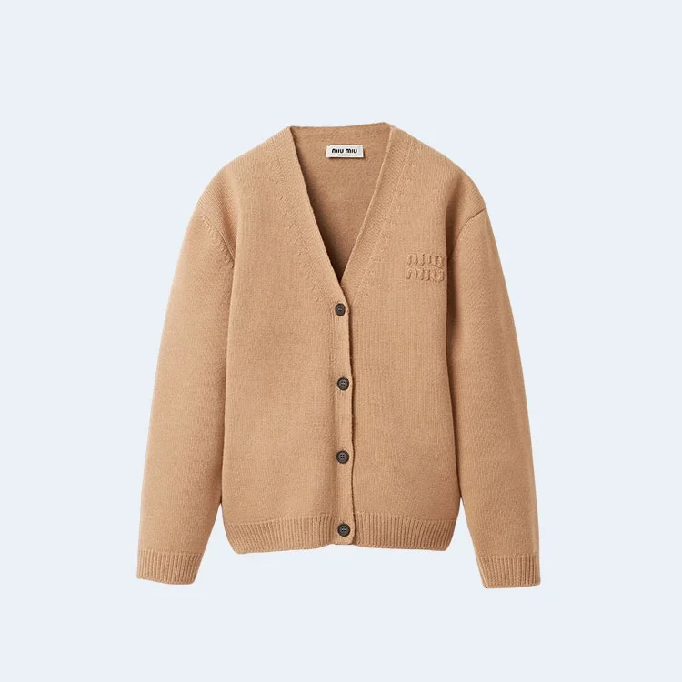 미우미우 나일론 니트 울 카디건
