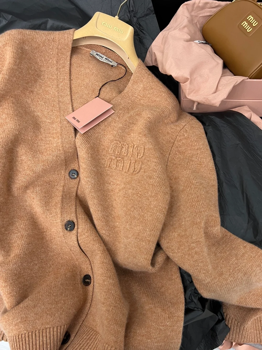 미우미우 나일론 니트 울 카디건