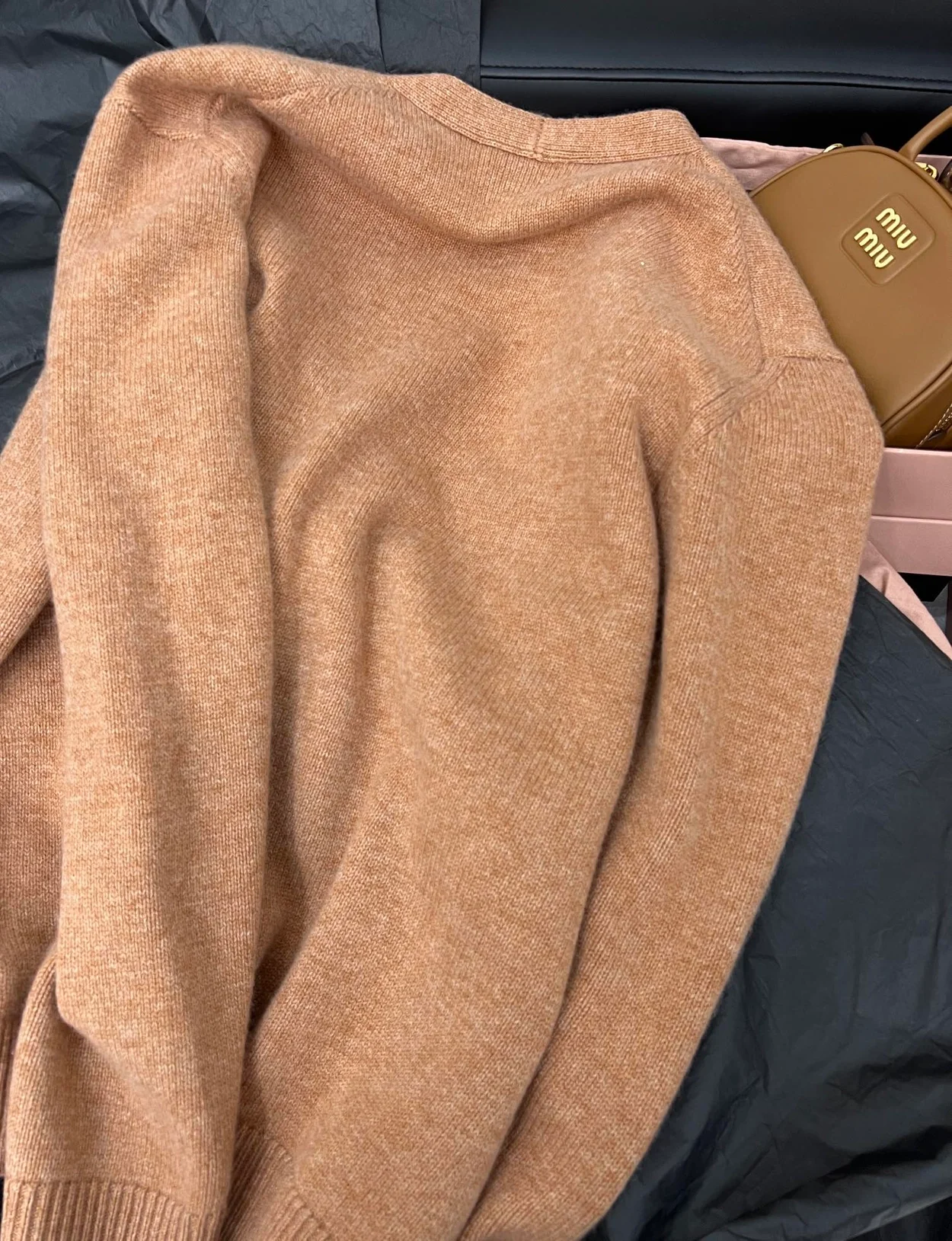 미우미우 나일론 니트 울 카디건