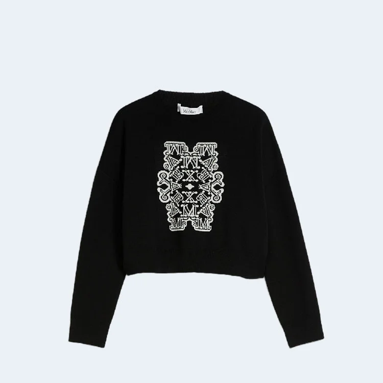 막스마라 SIR 크롭 울 자카드 니트