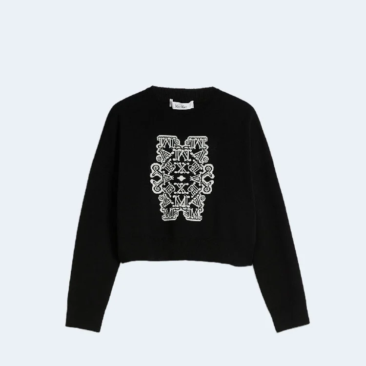 막스마라 SIR 크롭 울 자카드 니트