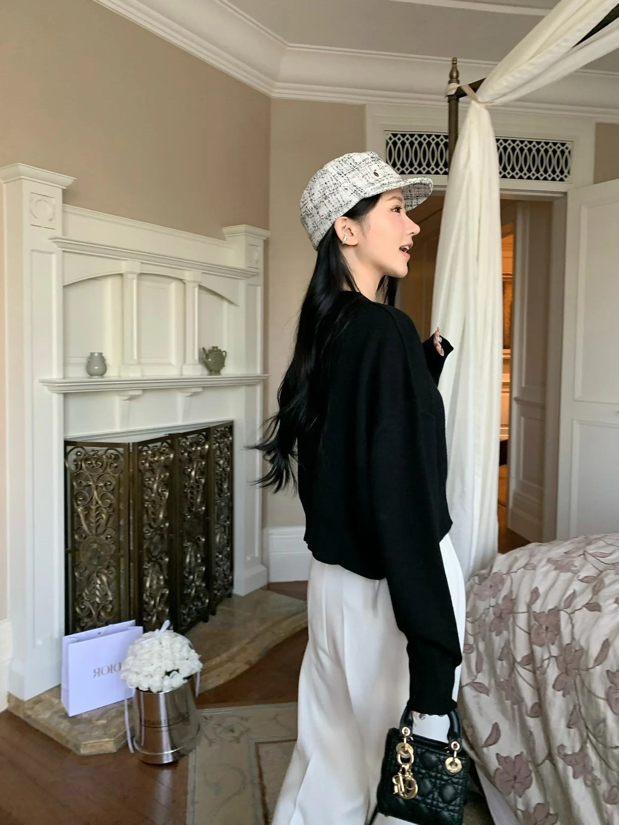 막스마라 SIR 크롭 울 자카드 니트