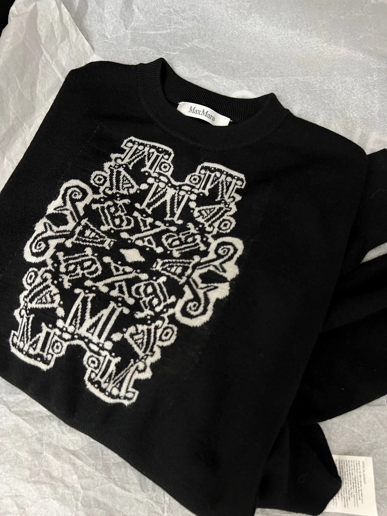 막스마라 SIR 크롭 울 자카드 니트