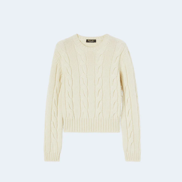 로로피아나 네피어 캐시미어 크루넥 니트 화이트