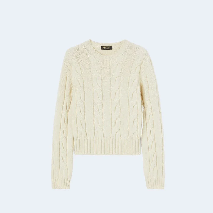 로로피아나 네피어 캐시미어 크루넥 니트 화이트