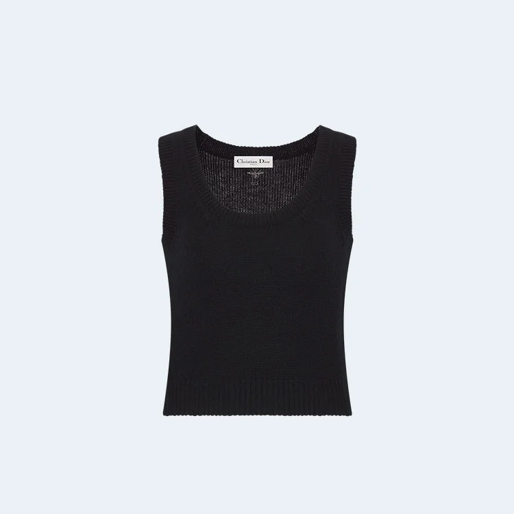 디올 아마릴리스 블랙 캐시미어 반소매 니트