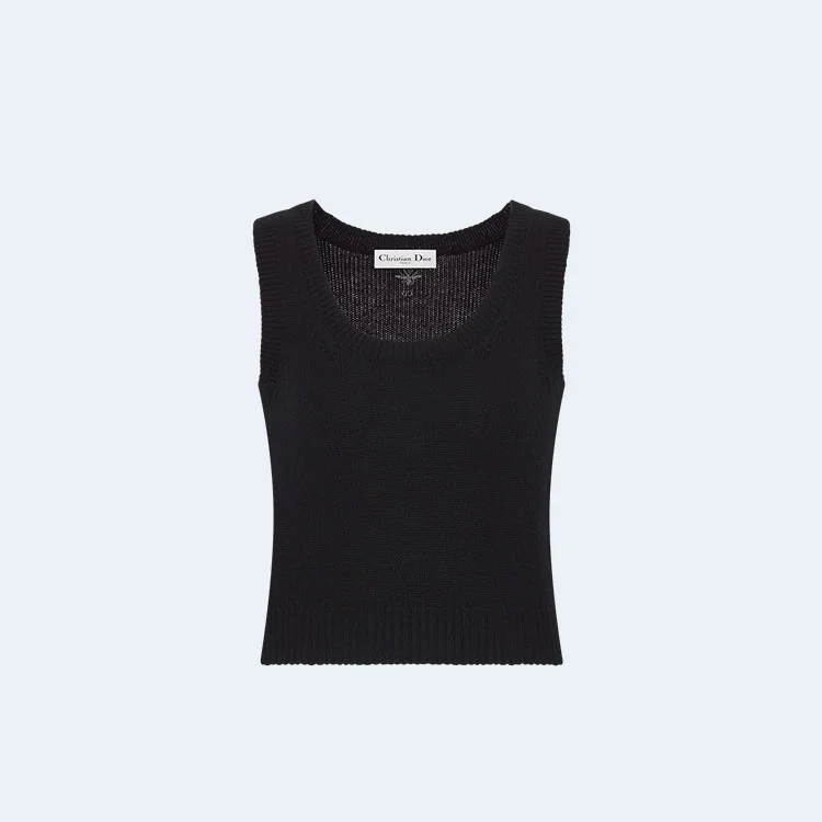디올 아마릴리스 블랙 캐시미어 반소매 니트
