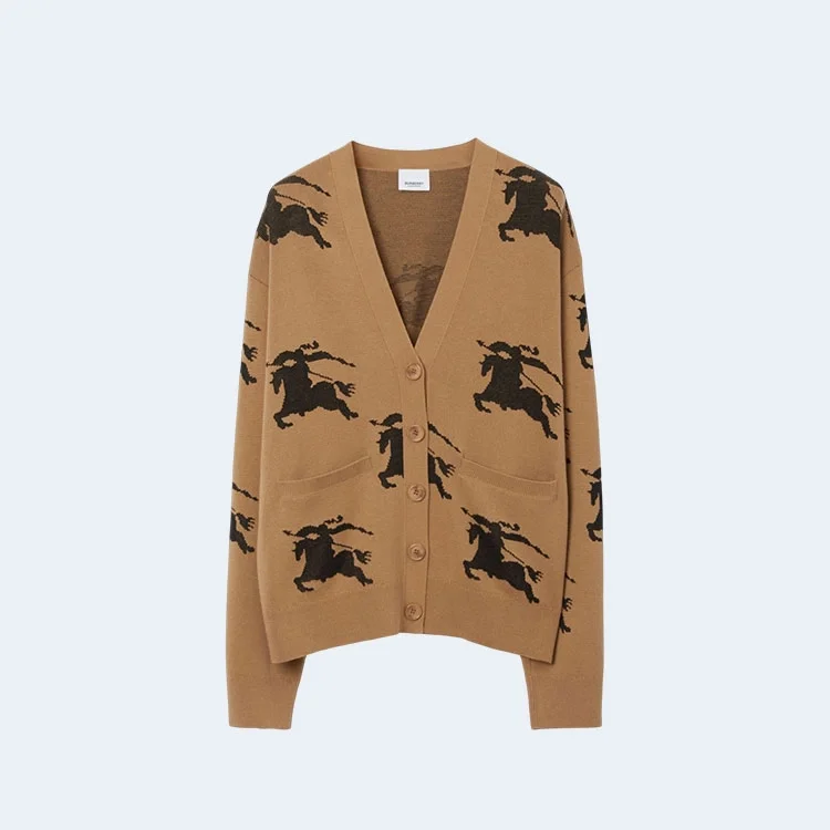 버버리 EKD 코튼 가디건 브라운